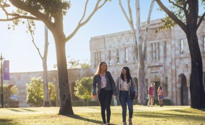 Students walking through University of Queensland campus